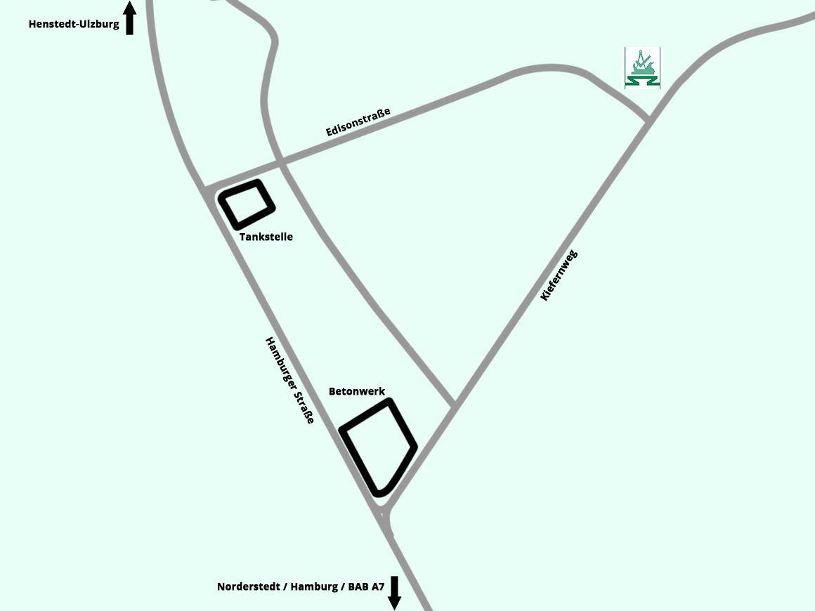 Anfahrt zur Tischlermeister Karsten Diedrichs GmbH, Kiefernweg 7, Henstedt-Ulzburg, Kreis Segeberg, Schleswig-Holstein